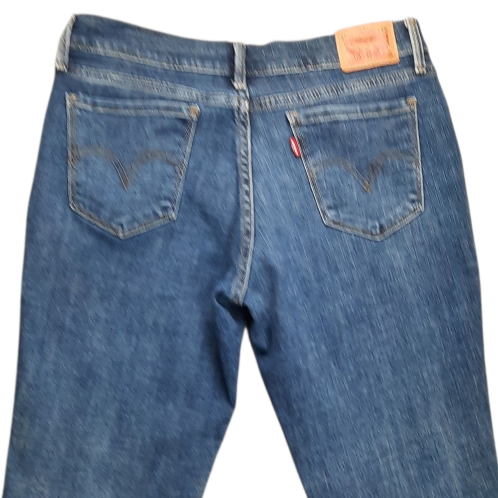 Levi's 505 Straight Leg Mid Rise Blue Jeans SZ 8S - Picture 10 of 13
